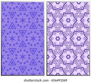 Seamless patterns set. Geometric ornaments. Abstract backgrounds. Vector illustration.