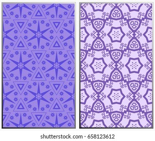 Seamless patterns set. Geometric ornaments. Abstract backgrounds. Vector illustration.