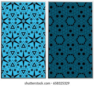 Seamless patterns set. Geometric ornaments. Abstract backgrounds. Vector illustration.