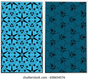 Seamless patterns set. Geometric ornaments. Abstract backgrounds. Vector illustration.