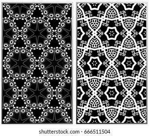 Seamless patterns set. Geometric ornaments. Abstract backgrounds. Vector illustration.
