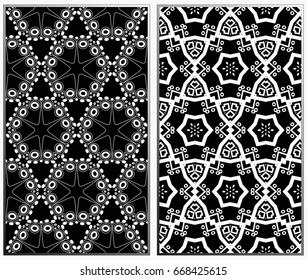 Seamless patterns set. Geometric ornaments. Abstract backgrounds. Vector illustration.