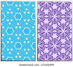 Seamless patterns set. Geometric ornaments. Abstract backgrounds. Vector illustration.