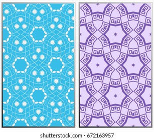Seamless patterns set. Geometric ornaments. Abstract backgrounds. Vector illustration.