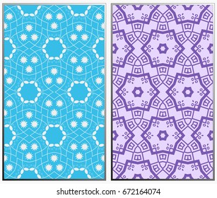Seamless patterns set. Geometric ornaments. Abstract backgrounds. Vector illustration.