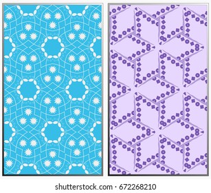 Seamless patterns set. Geometric ornaments. Abstract backgrounds. Vector illustration.