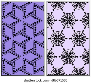 Seamless patterns set. Geometric ornaments. Abstract backgrounds. Vector illustration.