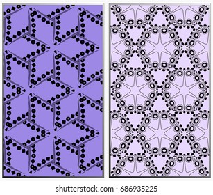 Seamless patterns set. Geometric ornaments. Abstract backgrounds. Vector illustration.