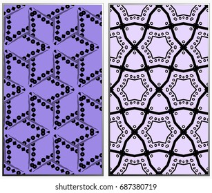 Seamless patterns set. Geometric ornaments. Abstract backgrounds. Vector illustration.