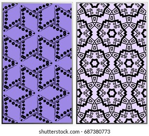 Seamless patterns set. Geometric ornaments. Abstract backgrounds. Vector illustration.