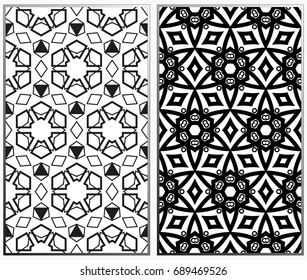 Seamless patterns set. Geometric ornaments. Abstract backgrounds. Vector illustration.