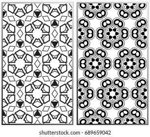 Seamless patterns set. Geometric ornaments. Abstract backgrounds. Vector illustration.