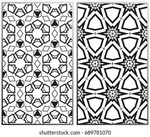 Seamless patterns set. Geometric ornaments. Abstract backgrounds. Vector illustration.
