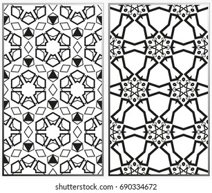 Seamless patterns set. Geometric ornaments. Abstract backgrounds. Vector illustration.