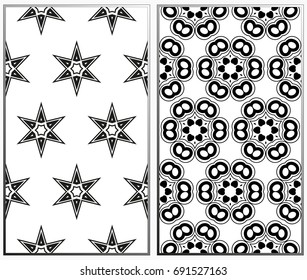 Seamless patterns set. Geometric ornaments. Abstract backgrounds. Vector illustration.