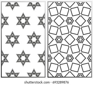 Seamless patterns set. Geometric ornaments. Abstract backgrounds. Vector illustration.