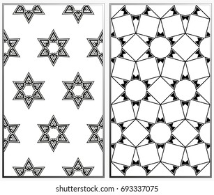 Seamless patterns set. Geometric ornaments. Abstract backgrounds. Vector illustration.