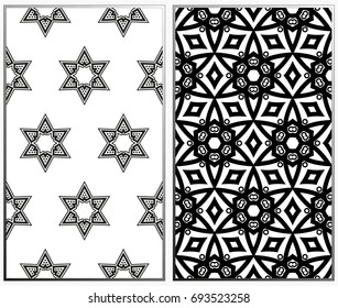 Seamless patterns set. Geometric ornaments. Abstract backgrounds. Vector illustration.