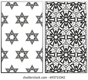 Seamless patterns set. Geometric ornaments. Abstract backgrounds. Vector illustration.