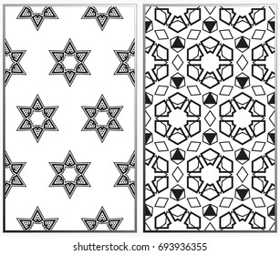 Seamless patterns set. Geometric ornaments. Abstract backgrounds. Vector illustration.