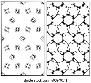 Seamless patterns set. Geometric ornaments. Abstract backgrounds. Vector illustration.