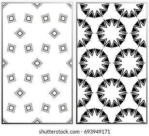 Seamless patterns set. Geometric ornaments. Abstract backgrounds. Vector illustration.