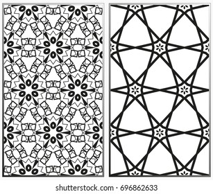 Seamless patterns set. Geometric ornaments. Abstract backgrounds. Vector illustration.