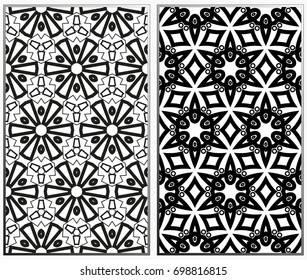 Seamless patterns set. Geometric ornaments. Abstract backgrounds. Vector illustration.