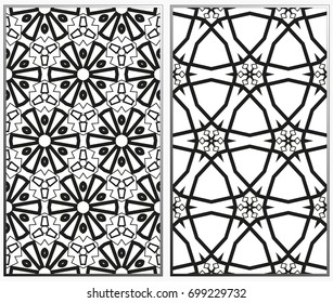 Seamless patterns set. Geometric ornaments. Abstract backgrounds. Vector illustration.