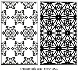Seamless patterns set. Geometric ornaments. Abstract backgrounds. Vector illustration.