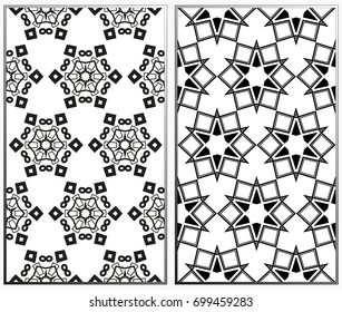 Seamless patterns set. Geometric ornaments. Abstract backgrounds. Vector illustration.