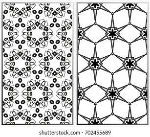 Seamless patterns set. Geometric ornaments. Abstract backgrounds. Vector illustration.
