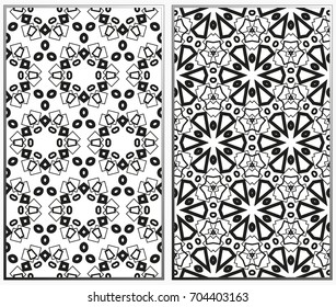 Seamless patterns set. Geometric ornaments. Abstract backgrounds. Vector illustration.