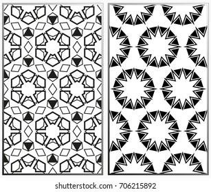 Seamless patterns set. Geometric ornaments. Abstract backgrounds. Vector illustration.