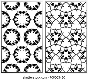 Seamless patterns set. Geometric ornaments. Abstract backgrounds. Vector illustration.