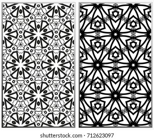 Seamless patterns set. Geometric ornaments. Abstract backgrounds. Vector illustration.
