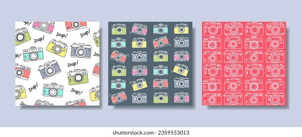Seamless patterns set, hand-drawn style used for fabric, textile, print, banner, card, cover, background and decorative wallpaper
