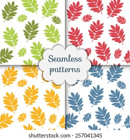 Seamless patterns set with leaf, autumn leaf background