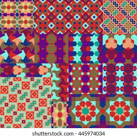 Seamless patterns Set in Moroccan Arabic style. Islamic traditional ornament. Vector illustration