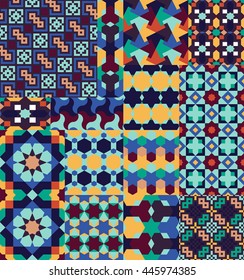 Seamless patterns Set in Moroccan Arabic style. Islamic traditional ornament. Vector illustration