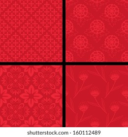 Seamless patterns set red colorway