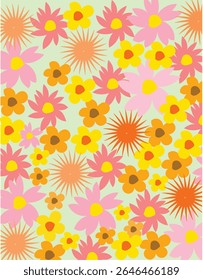 padrões sem costura definidos com várias flores de prado selvagem. СFundo floral bonito colorido de verão. Adorável design para embrulhar, têxtil, capa, impressão, banner, cartão de saudação, etiqueta, papel de parede.