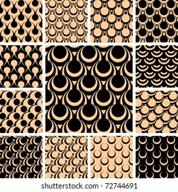 Seamless patterns set. Vector illustration.