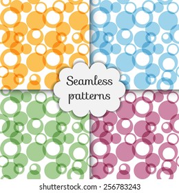 Seamless patterns set. Vector repeating texture with circles, ornament collection. Stylish geometric background