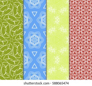 Seamless patterns set. Vintage decorative ethnic floral ornament. vector illustration. oriental design for print, wallpaper, decor, fabric, textile
