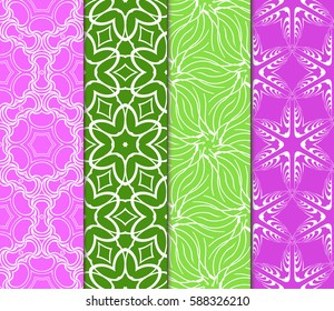 Seamless patterns set. Vintage decorative ethnic floral ornament. vector illustration. oriental design for print, wallpaper, decor, fabric, textile