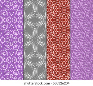 Seamless patterns set. Vintage decorative ethnic floral ornament. vector illustration. oriental design for print, wallpaper, decor, fabric, textile
