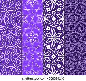 Seamless patterns set. Vintage decorative ethnic floral ornament. vector illustration. oriental design for print, wallpaper, decor, fabric, textile