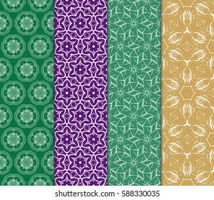 Seamless patterns set. Vintage decorative ethnic floral ornament. vector illustration. oriental design for print, wallpaper, decor, fabric, textile