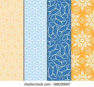 Seamless patterns set. Vintage decorative ethnic floral ornament. vector illustration. oriental design for print, wallpaper, decor, fabric, textile